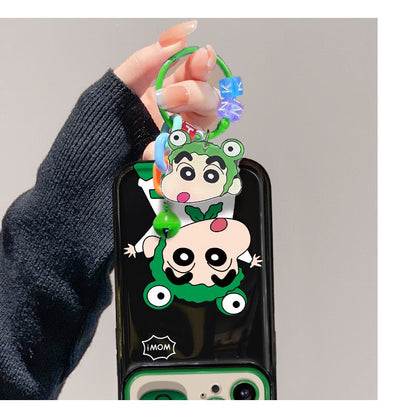 Frog Shin-chan flip phone case with mirror and stand