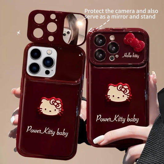 Android compatible Kitty Flip Phone Case with Mirror and Stand