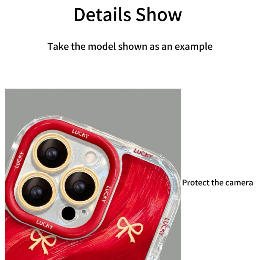 Red bow/heart shaped phone case (with mirror and stand)