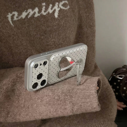 Polka Dot Heart-Shaped Stand Phone Case