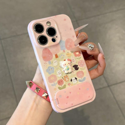 Kitty cat plush mirror stand phone case