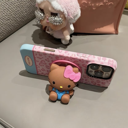 Hello Kitty Leopard Print Magnetic Holder Phone Case