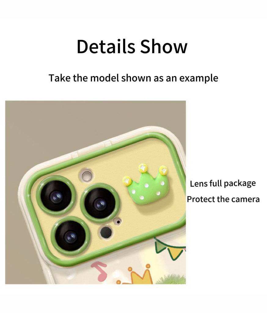 3D plush frog flip-cover phone case with mirror