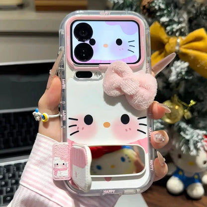 Bow scarf, Kitty cat mirror stand, phone case