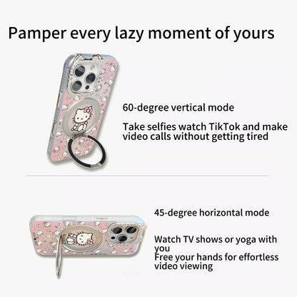 Pink Magnetic Rotating Stand Kitty Phone Case