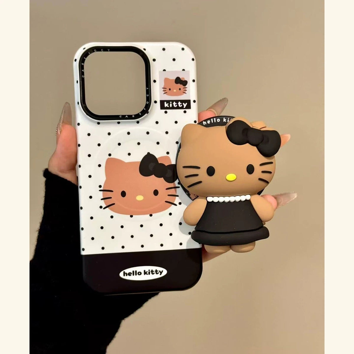 Chanel style black leather cat magnetic phone case