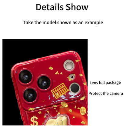 Gold leaf lucky bag design flip mirror phone case