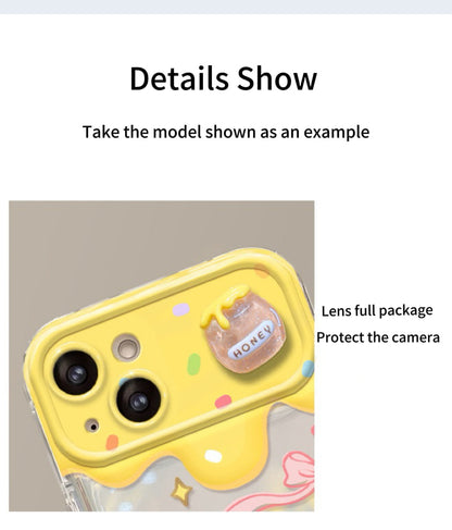 Yellow Bear Flip Phone Case with Mirror and Stand
