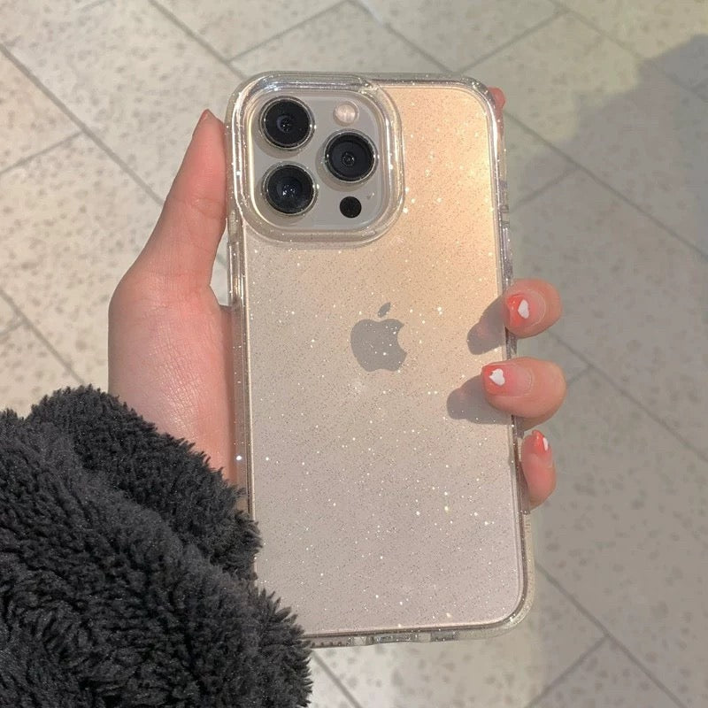 Transparent glitter phone case