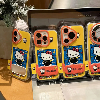 Blue frame waving Kitty cat stand phone case