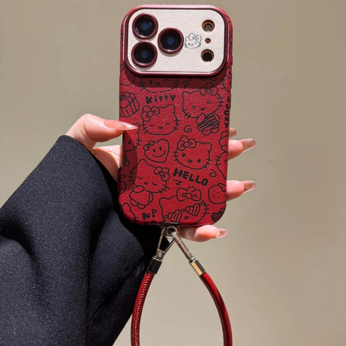 Hello Kitty burgundy full-screen phone case