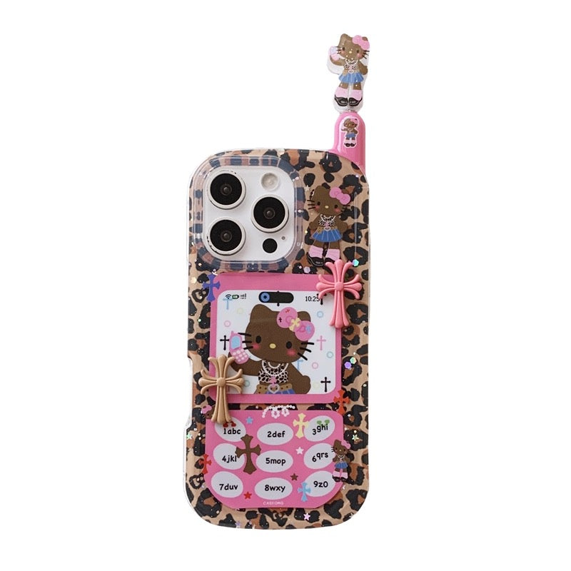 Leopard print Kitty mobile phone case