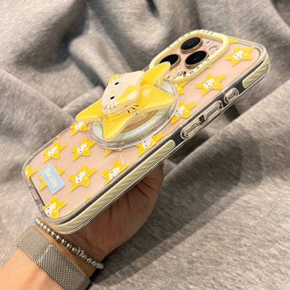 Yellow Star Kitty Cat Magnetic Holder Phone Case