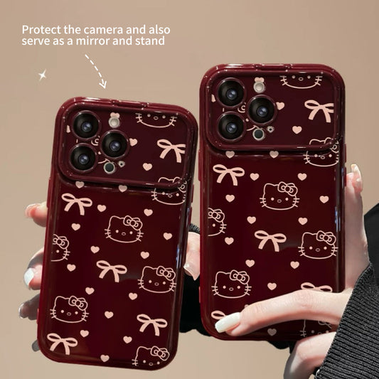 Full Screen Kitty Flip Mirror Stand Phone Case