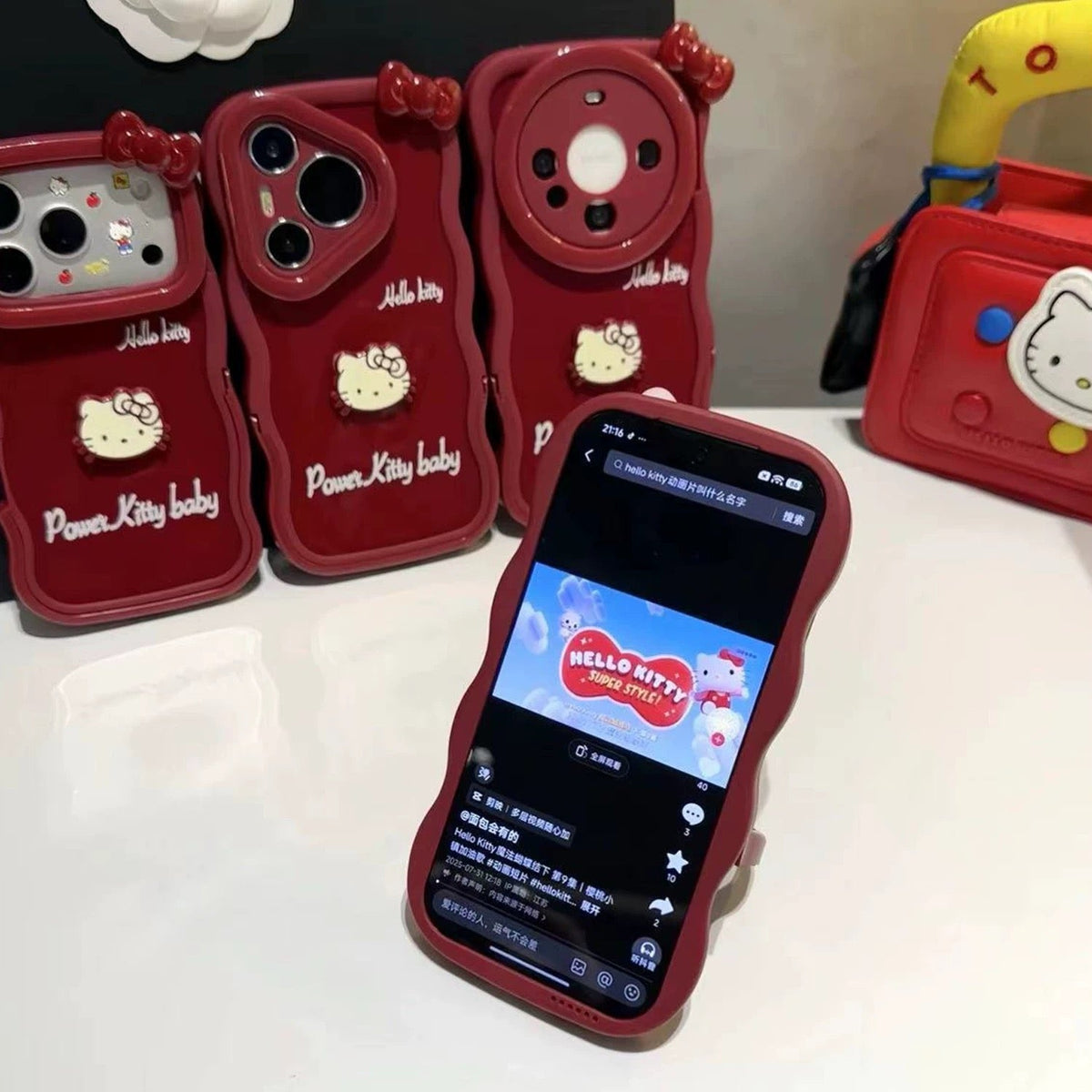 Hello Kitty plush toy double-stand phone case