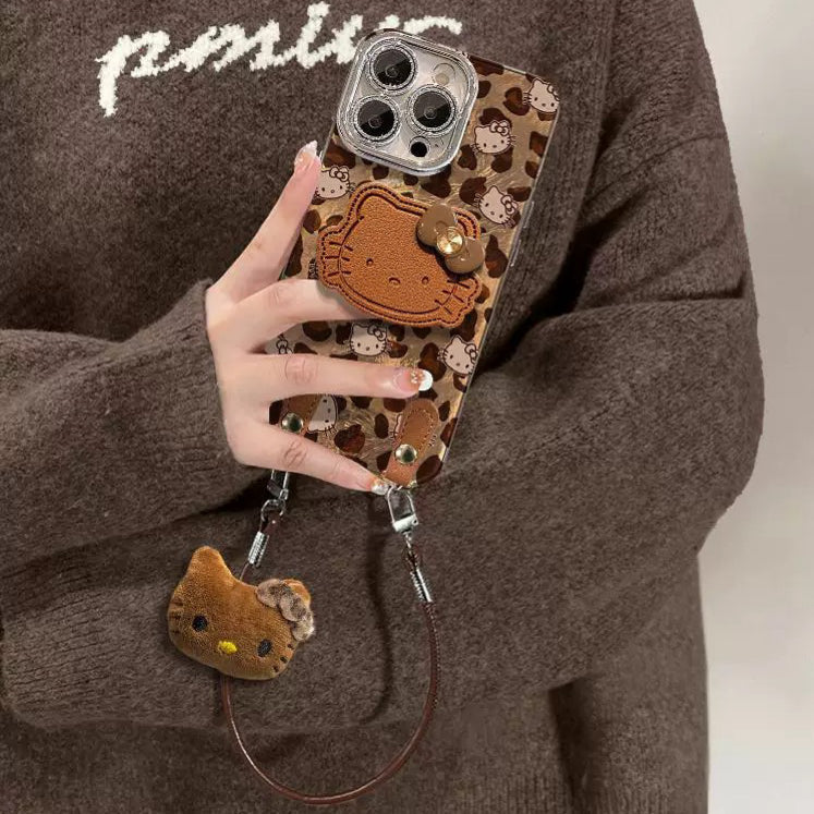 Leopard print full screen Hello Kitty phone case