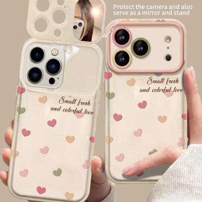 Full-screen colorful heart-shaped flip mirror phone case