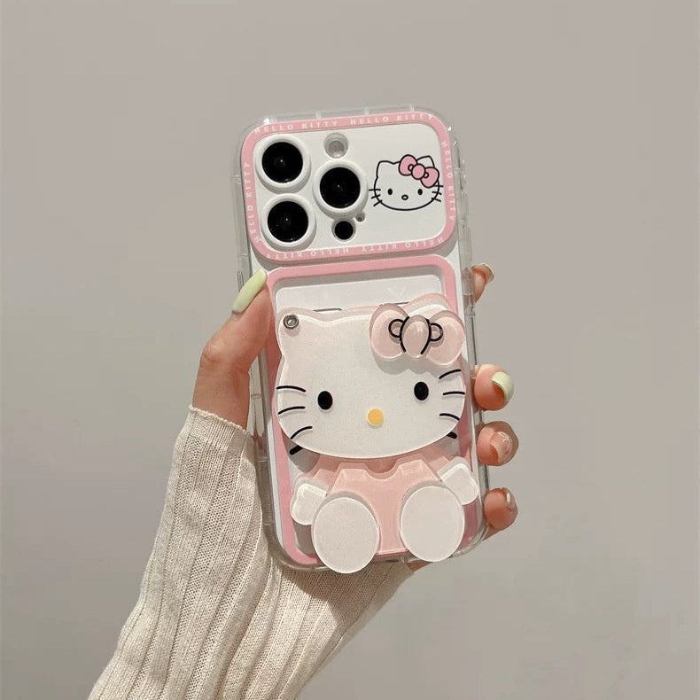 Pink Hello Kitty Mirror Card Holder Phone Case