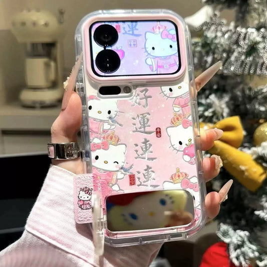Good luck Kitty cat mirror stand phone case