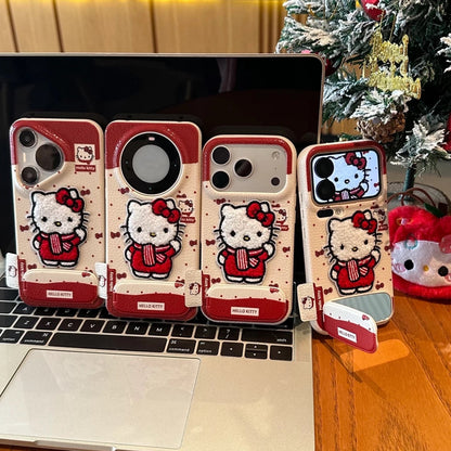 Bowknot embroidered Kitty phone case with stand
