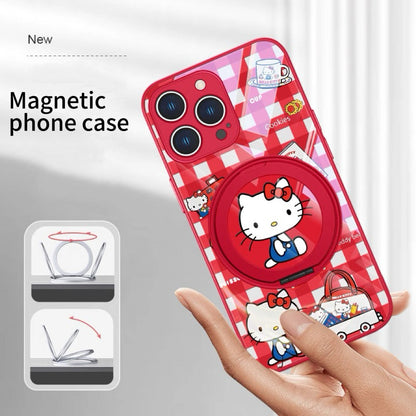 Plaid cat magnetic phone case