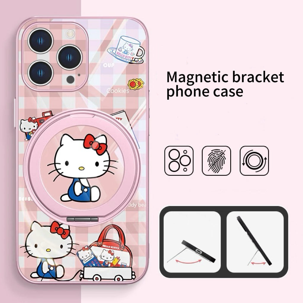Plaid cat magnetic phone case