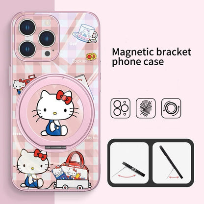 Plaid cat magnetic phone case