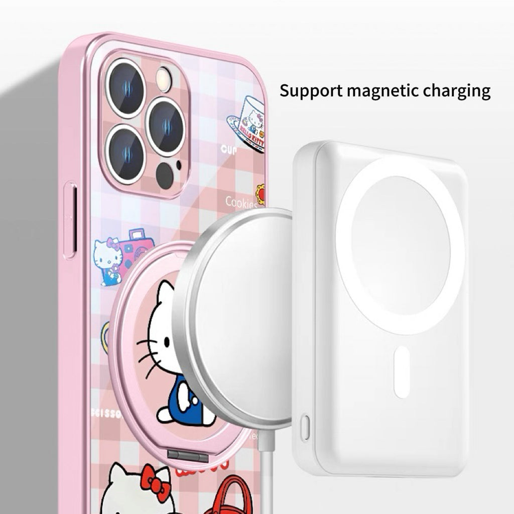 Plaid cat magnetic phone case