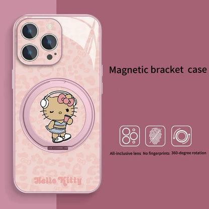Kitty magnetic phone case with built-in stand