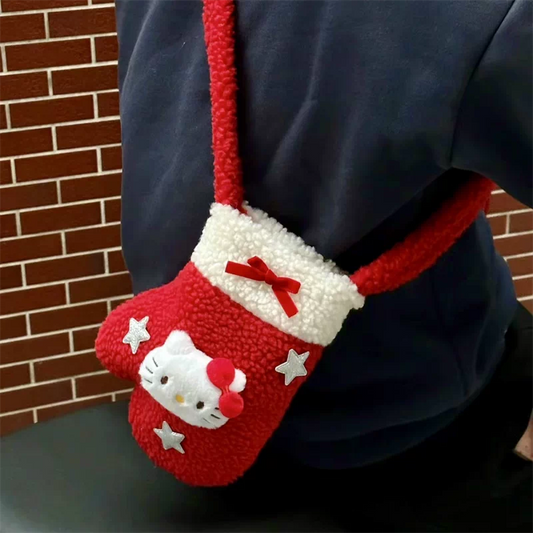 Red Plush Kitty Glove Crossbody Phone Bag