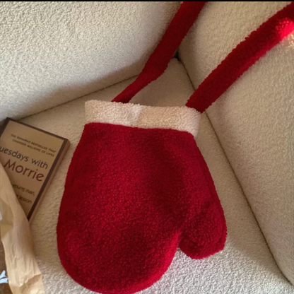 Red Plush Kitty Glove Crossbody Phone Bag