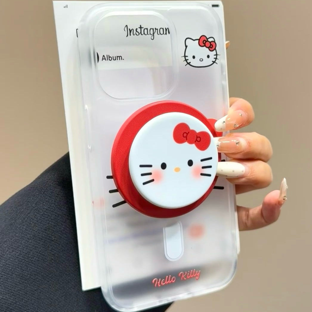 Frosted semi-transparent Kitty magnetic phone case