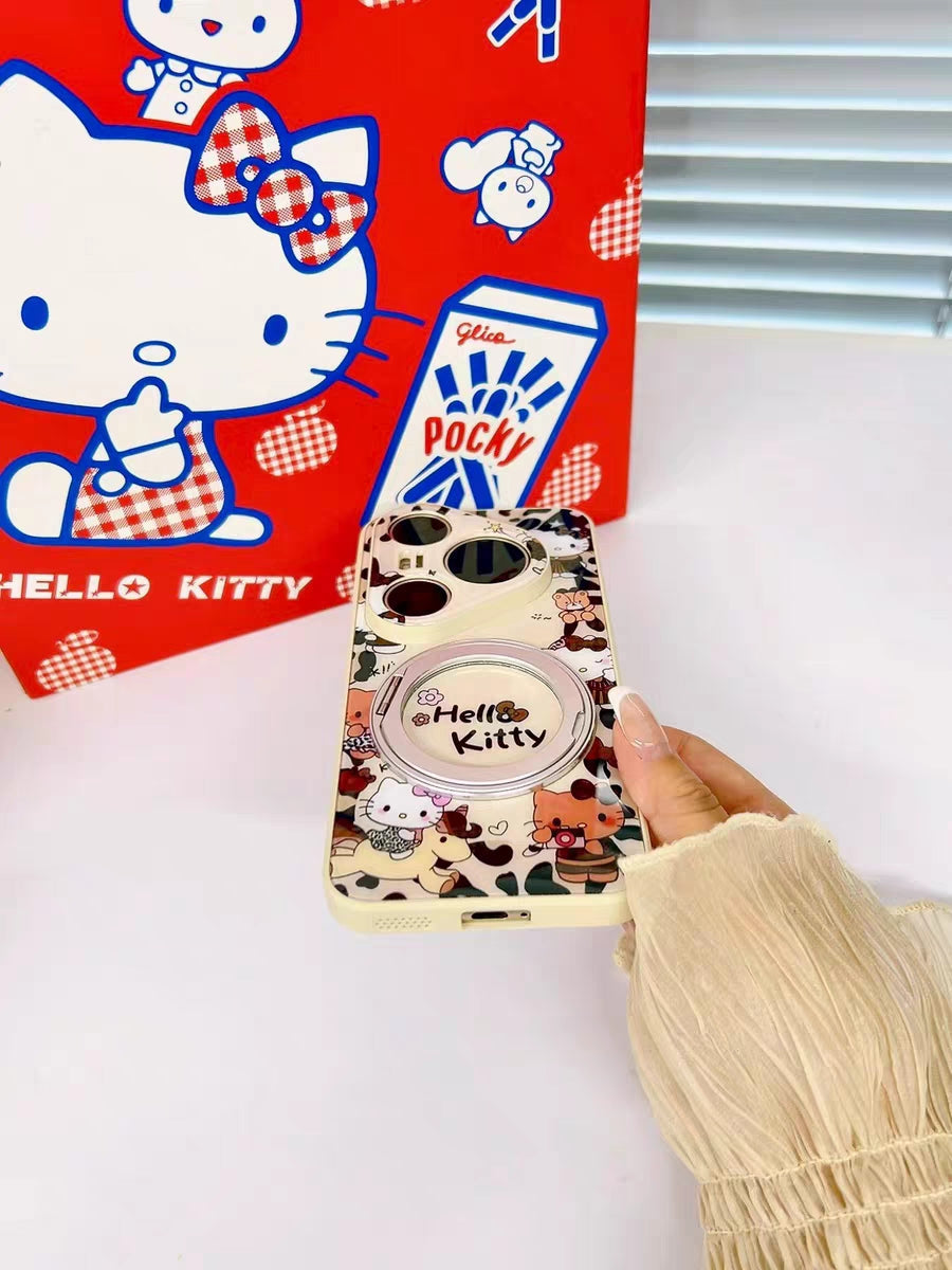 Leopard print magnetic Hello Kitty phone case