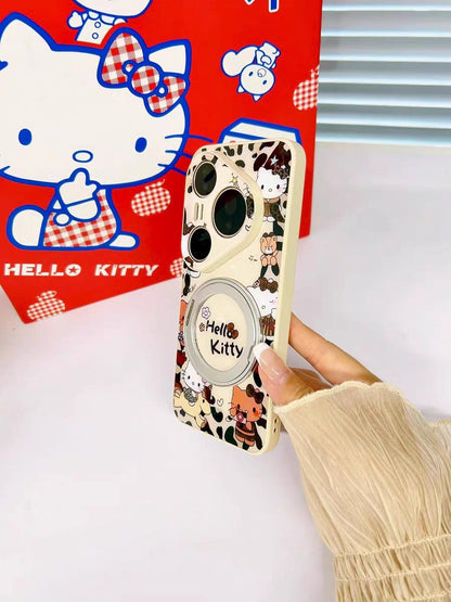 Leopard print magnetic Hello Kitty phone case