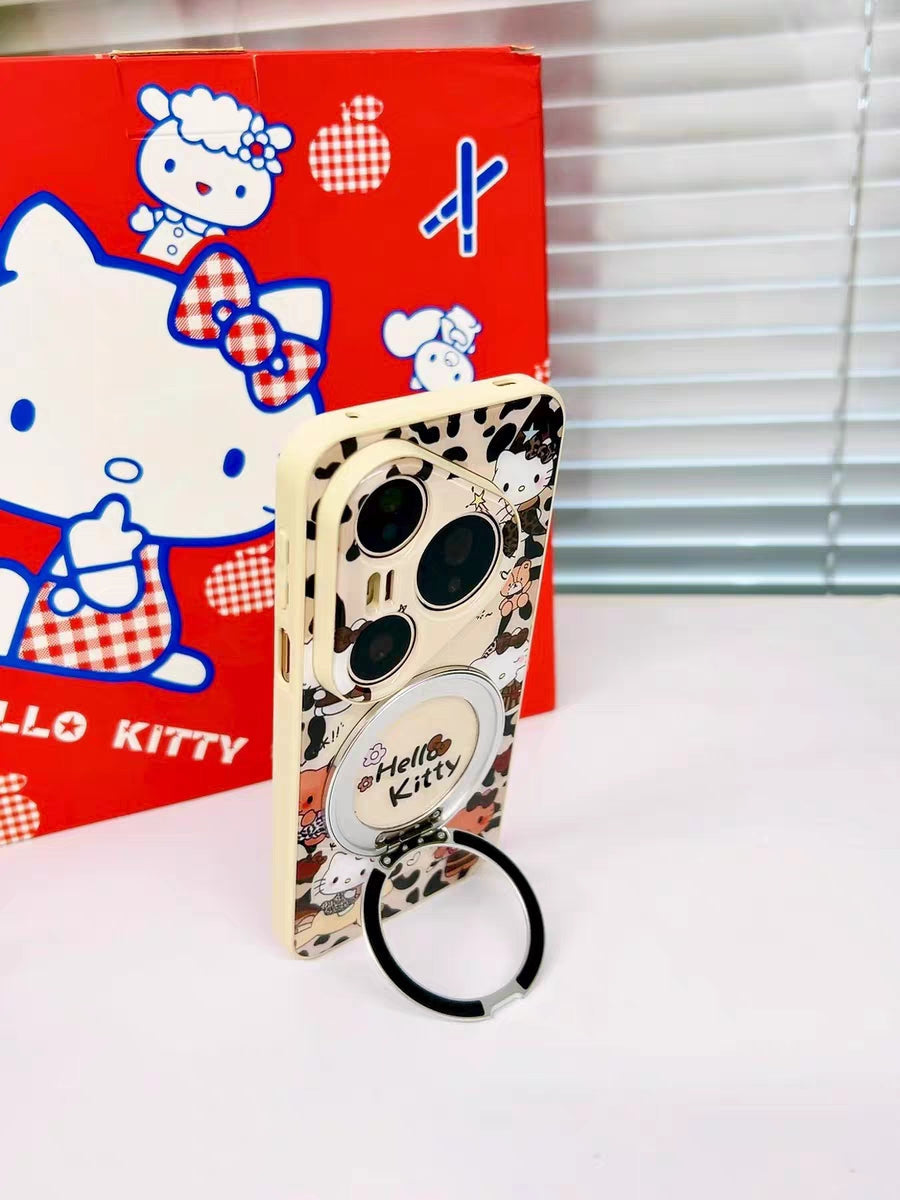 Leopard print magnetic Hello Kitty phone case