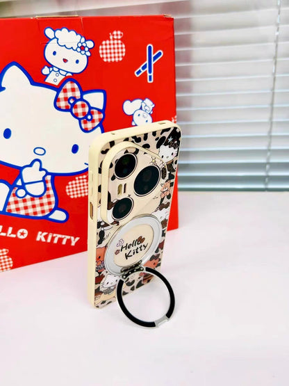 Leopard print magnetic Hello Kitty phone case