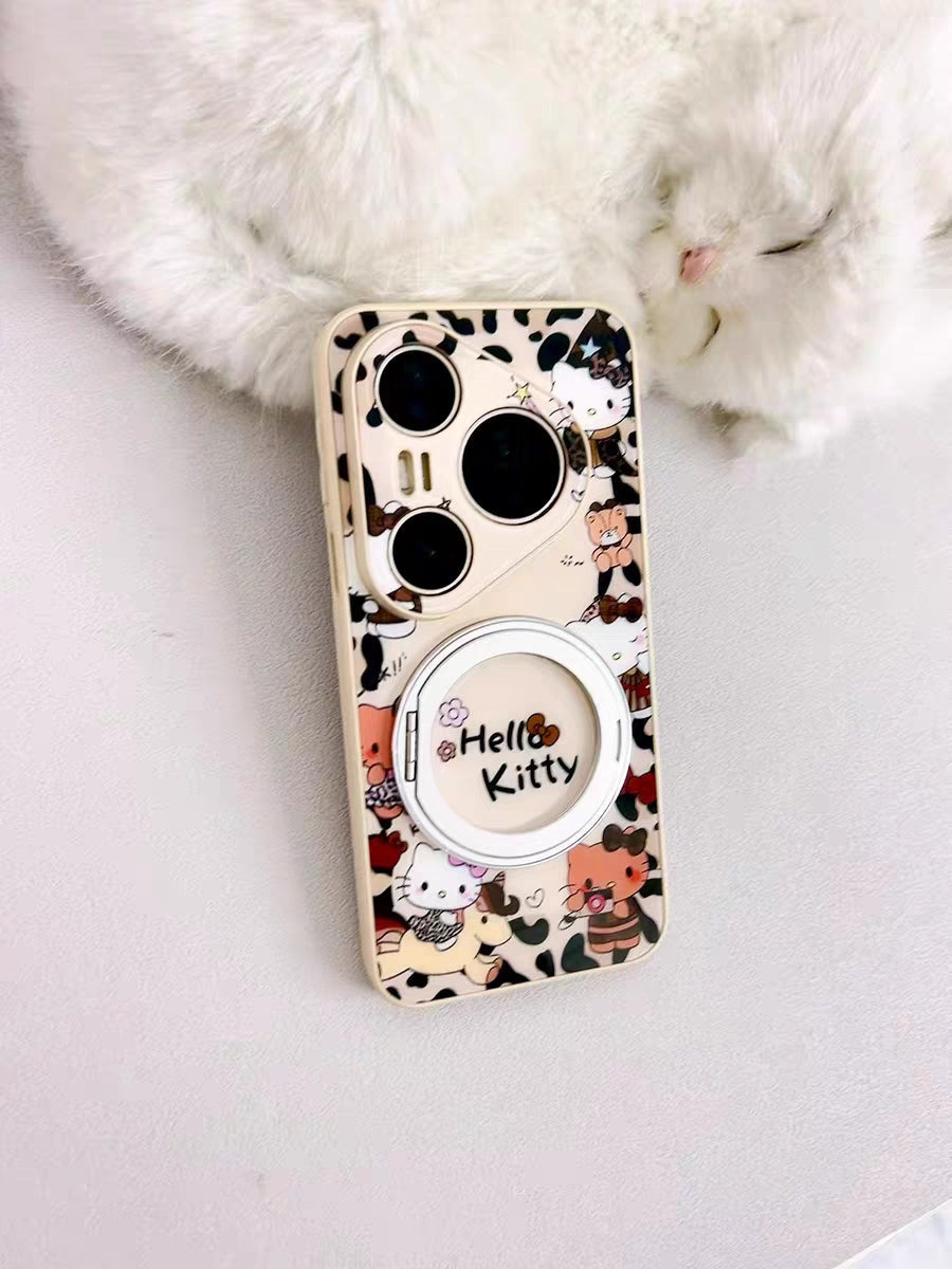 Leopard print magnetic Hello Kitty phone case