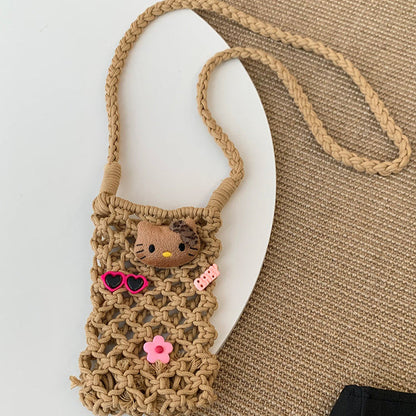 Hawaiian hand-woven Hello Kitty mobile phone bag