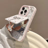 Pink Kitty Bow Phone Case with Mirror Holder