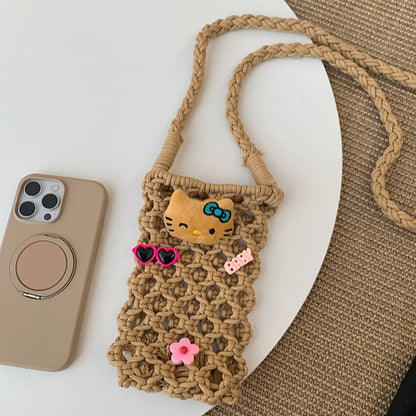 Hawaiian hand-woven Hello Kitty mobile phone bag