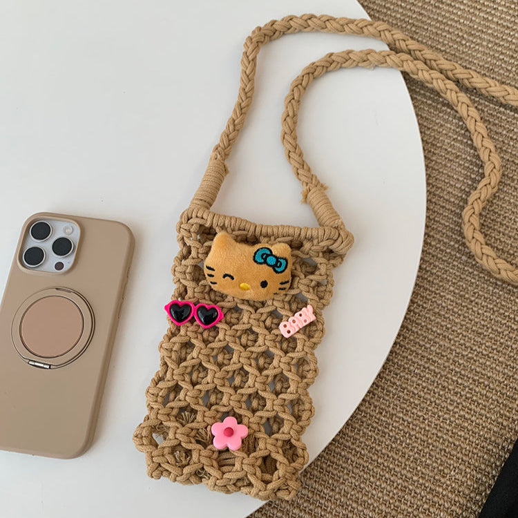 Hawaiian hand-woven Hello Kitty mobile phone bag