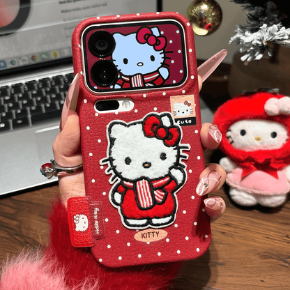 Textured TPU wine red New Year red embroidered phone case