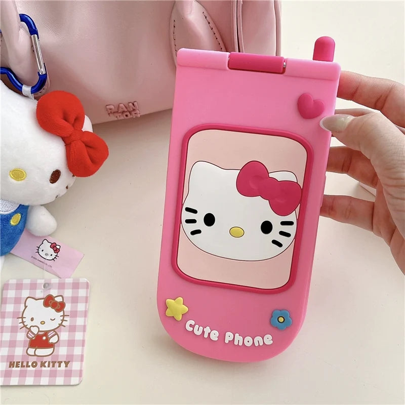 Pink Hello Kitty Flip Phone Case with Mirror