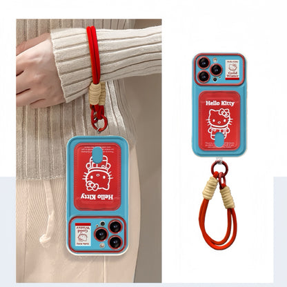 Kitty flip cover with mirror stand card holder phone case