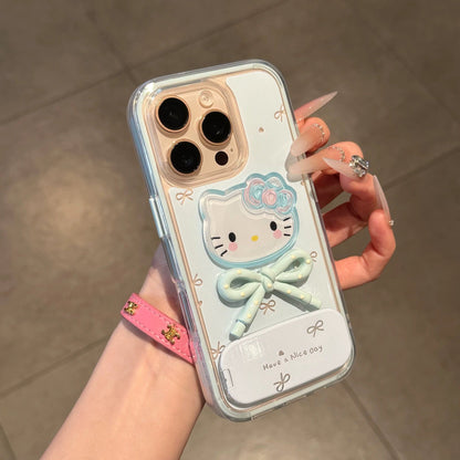 3D Kitty and Bow Portable Mirror Phone Case