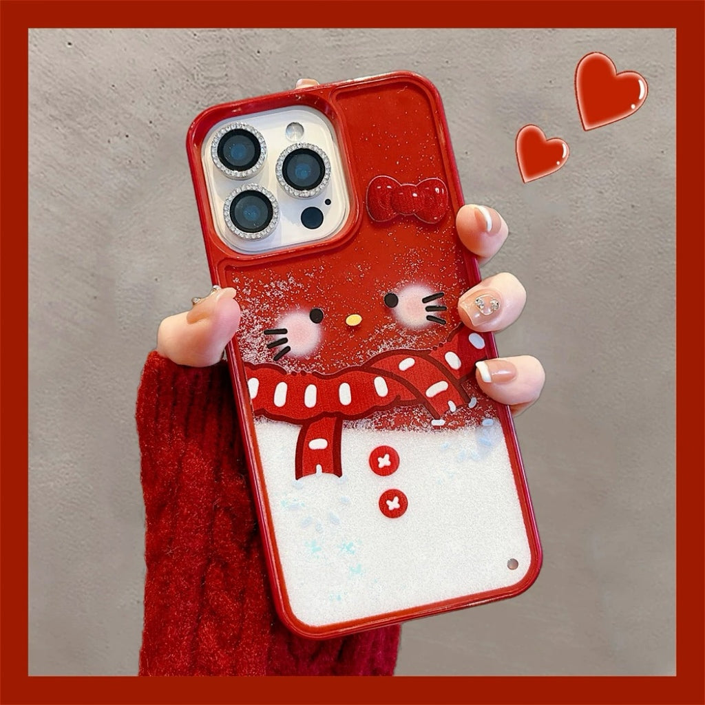 Snowflake Quicksand Kitty Cat Bracelet Phone Case