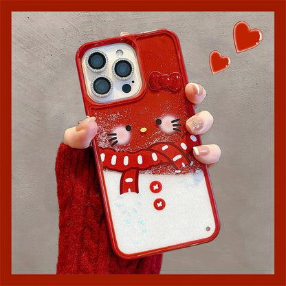 Snowflake Quicksand Kitty Cat Bracelet Phone Case