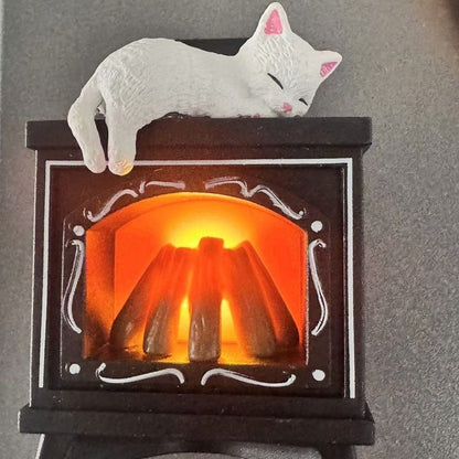 Creative Fireplace and Cat Fridge Magnet