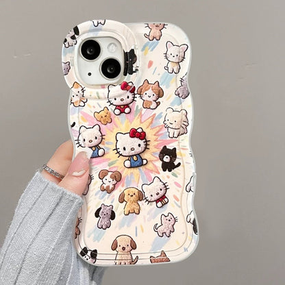 Kitty and puppy dual stand phone case