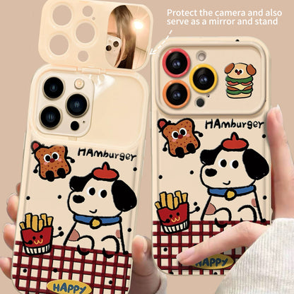 Puppy Hamburger Flip Mirror Phone Case